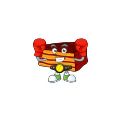 A sporty dobos torte boxing athlete cartoon mascot design style