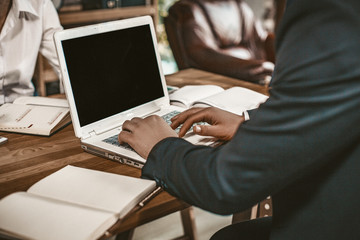 Caucasian Male Hands Typing On Laptop, Close Up