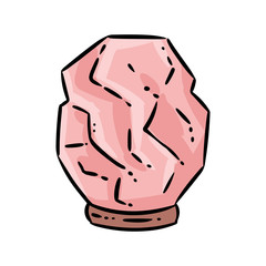 Himalayan salt lamp doodle image. Spiritual magic salt crystal logo. Cute cartoon media highlights graphic symbol