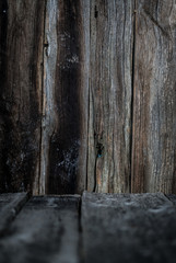 Weathered old wooden dark background