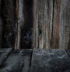Weathered old wooden dark background