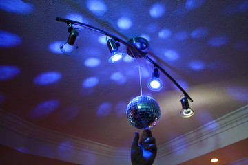 Disco ball with blue light