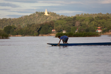 Buddha statue on Mekong river