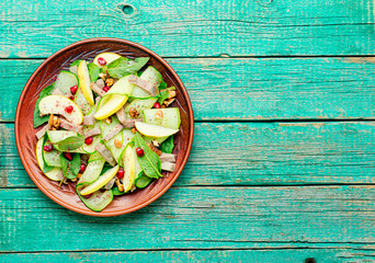Salad with meat tongue.