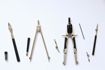 drawing tools, for drawings. architect, engineer, builder