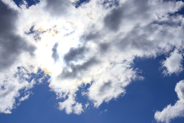 blue sky background with tiny clouds. Panorama