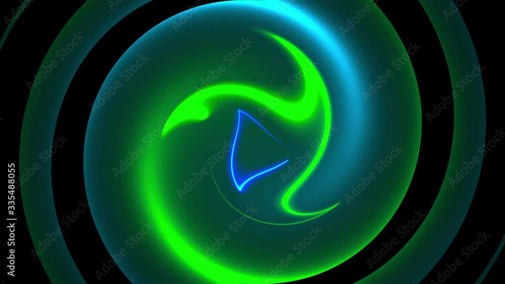 Poster computer generated background with abstract spiral. 3d rendering circular merger of neon color lines