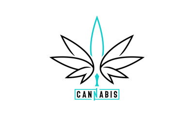  Cannabis creative line art vector design, marijuana line art leaf design.