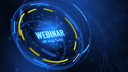 Webinar, Online Education and Training concept -Abstract Webinar Composition. 3d rendering