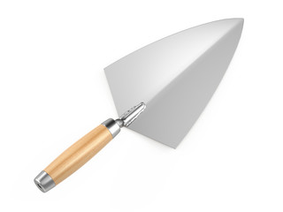 Top view of construstion Trowel isolated on white background - 3d illustration - obrazy, fototapety, plakaty