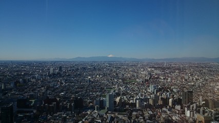 panoramic view of Tokyo, Mount Fuji at the back