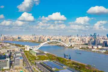 Obraz premium City Scenery of Huangpu River bank, Shanghai, China