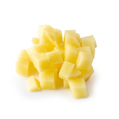 Chopped potato isolated over a white background