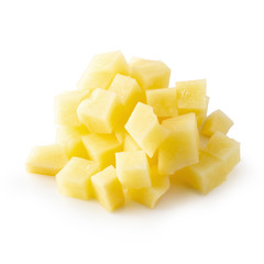 Chopped potato isolated over a white background