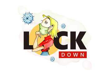 Covid coronavirus in illustration watercolor to describe about lockdown area