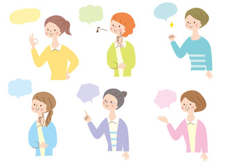 笑顔　若い女性　表情　セット