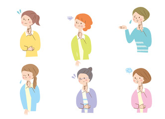 悩む　若い女性　表情　セット
