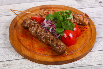 Chicken and beef skewers