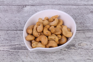 Cashew nuts heap in the bowl