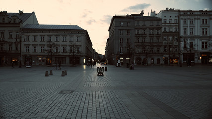 Fototapeta na wymiar Rynek (Main Square) in Krakow During Quarantine COVID-19