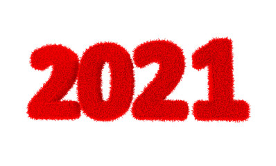 3D illustrations, New year 2021, numbers from green, red, yellow, blue grass isolated on a white background