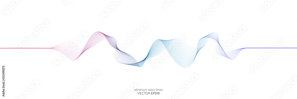 Poster vector wave lines flowing dynamic colorful blue pink isolated on white background for concept of ai 