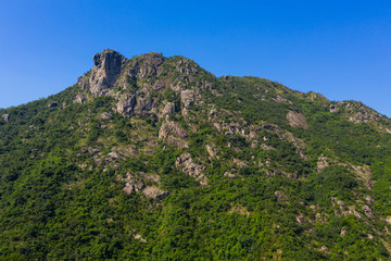 Lion Rock mountain and celer blue sky