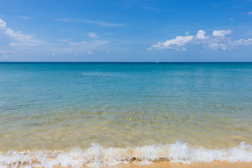 Clear water sand beach and blue sky