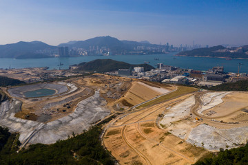 Top view of landfill in Hong Kong