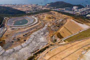 Top view of landfill in Hong Kong