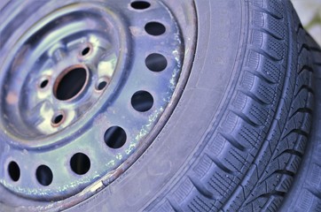 Close shot of black car tires