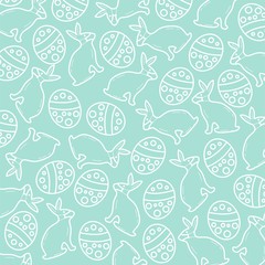 Easter bunny pattern design. easter bunny in medical mask. stay home at easter. covid-19 rabbit pattern.