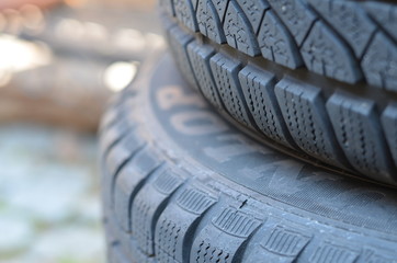 close shot of black car tyres