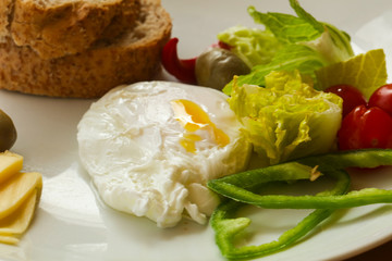 Benedict egg  with bread and cheese