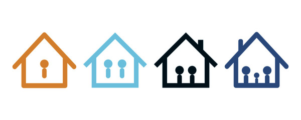 Fototapeta premium Stay at home icon vector. Protected from Covid-19 virus outbreak