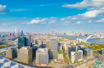 Fototapeta na wymiar City Scenery of Huangpu River bank, Shanghai, China