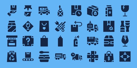 Modern Simple Set of packaging Vector filled Icons