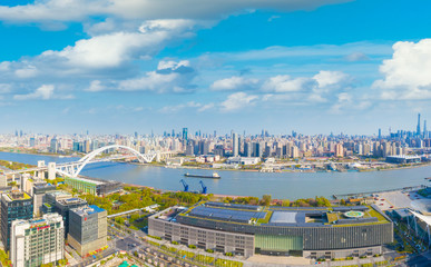 Fototapeta premium City Scenery of Huangpu River bank, Shanghai, China