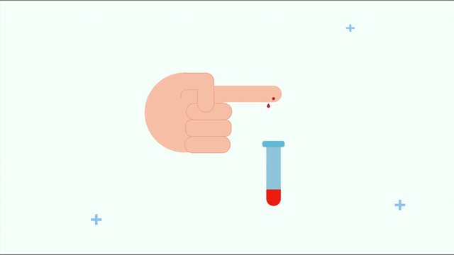 hand with blood test animation