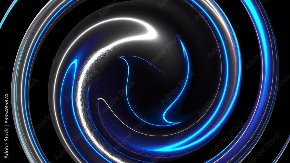 Poster computer generated background with abstract spiral. 3d rendering circular merger of neon color lines