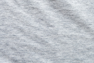 Close up shot to see the detail of heather grey knitted fabric made of synthetic fibres background. abstract wallpaper clothing or soft textile with copy space for text.