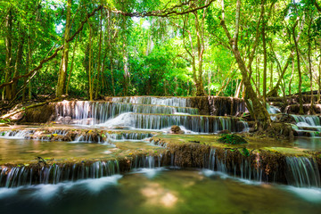 Beautiful waterfall in tropical deep jungle forest