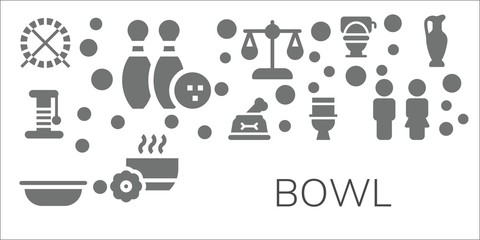 Fototapeta na wymiar Modern Simple Set of bowl Vector filled Icons