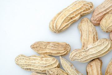 Close up boiled peanuts white background