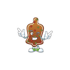 Cartoon character design concept of gingerbread bell cartoon design style with wink eye
