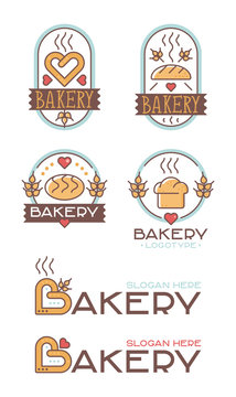 set of bakery logos