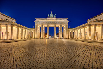 The illuminated Brandenburger Tor in Berlin at night