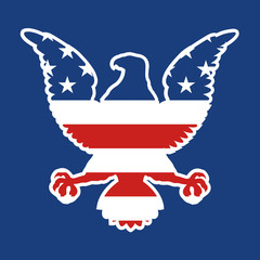American Eagle Patriotic Logo. Patriotic Flying American Flag Eagle Vector Illustration
