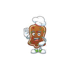 Gingerbread bell cartoon design style proudly wearing white chef hat