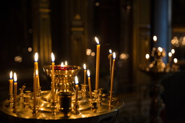 background of candles in christian orthodox church